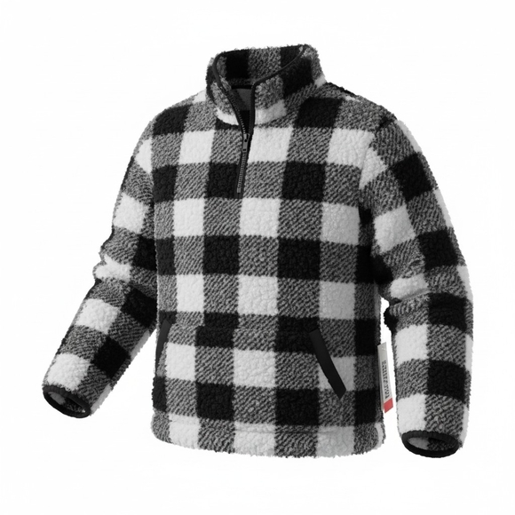 Epic Threads Other - Epic Threads Black and White Checkered Fleece Pullover NWT Size 7 Warm Cozy